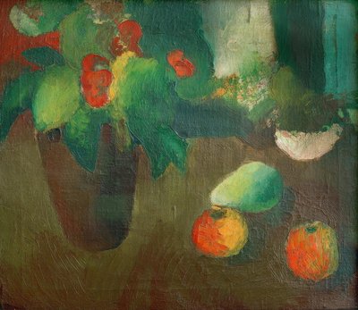 Still Life with Begonia, Apples, and Pear by August Macke